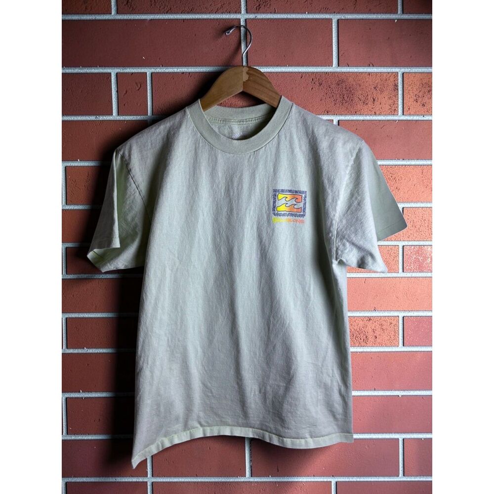 Billabong Surf Graphic T Shirt Men's Medium Light Green Wave Back Print